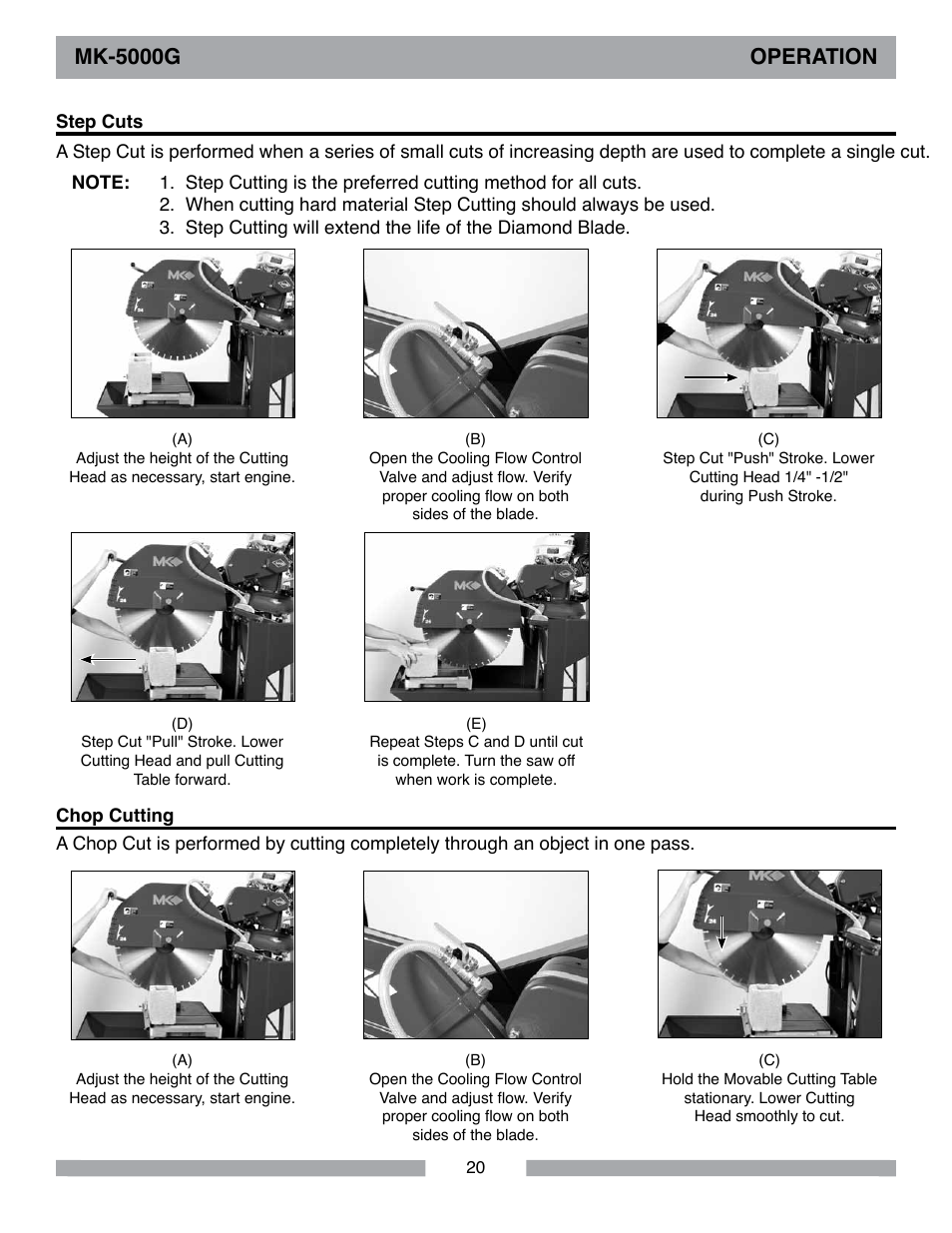 Mk-5000g operation | MK Diamond MK-5000 Gas User Manual | Page 20 / 56