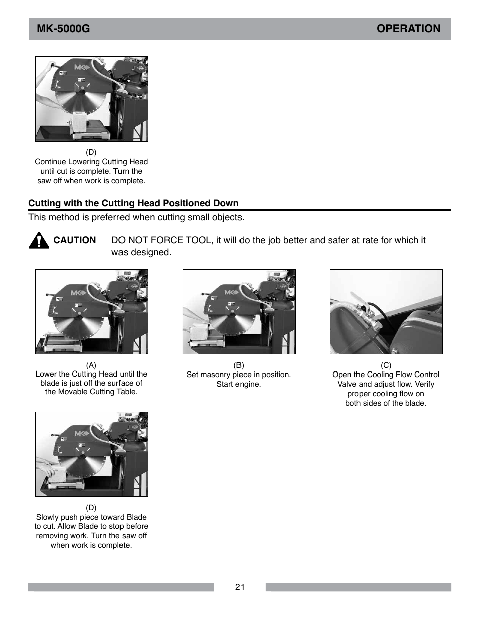 Mk-5000g operation | MK Diamond MK-5000 Gas User Manual | Page 21 / 56