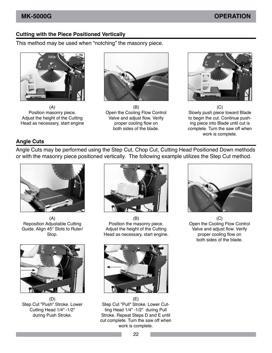 Mk-5000g operation | MK Diamond MK-5000 Gas User Manual | Page 22 / 56