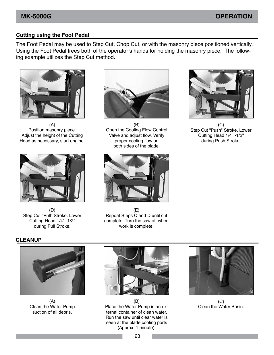 Mk-5000g operation | MK Diamond MK-5000 Gas User Manual | Page 23 / 56