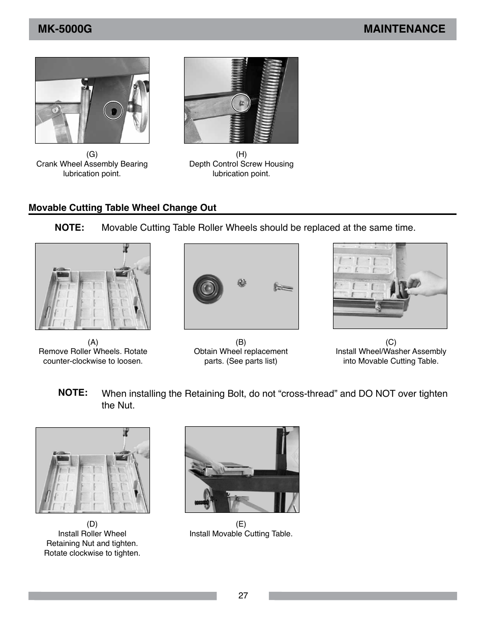 Mk-5000g maintenance | MK Diamond MK-5000 Gas User Manual | Page 27 / 56