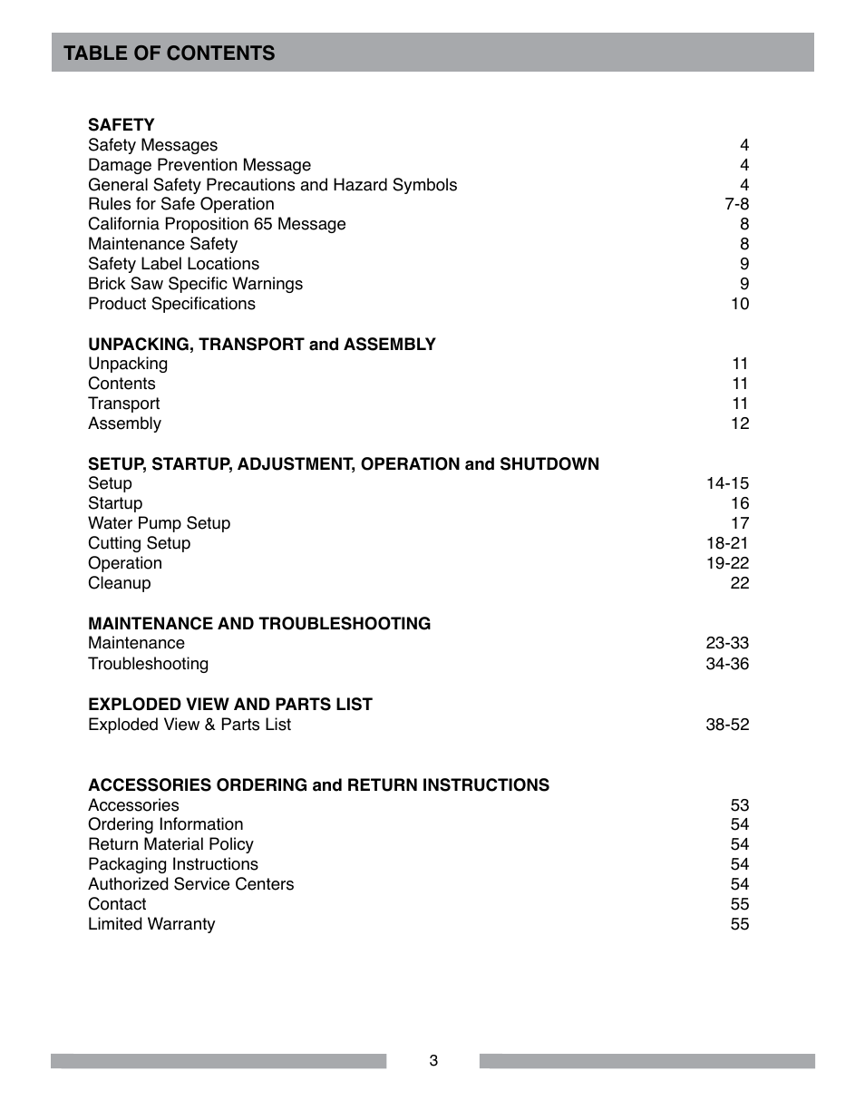 MK Diamond MK-5000 Gas User Manual | Page 3 / 56