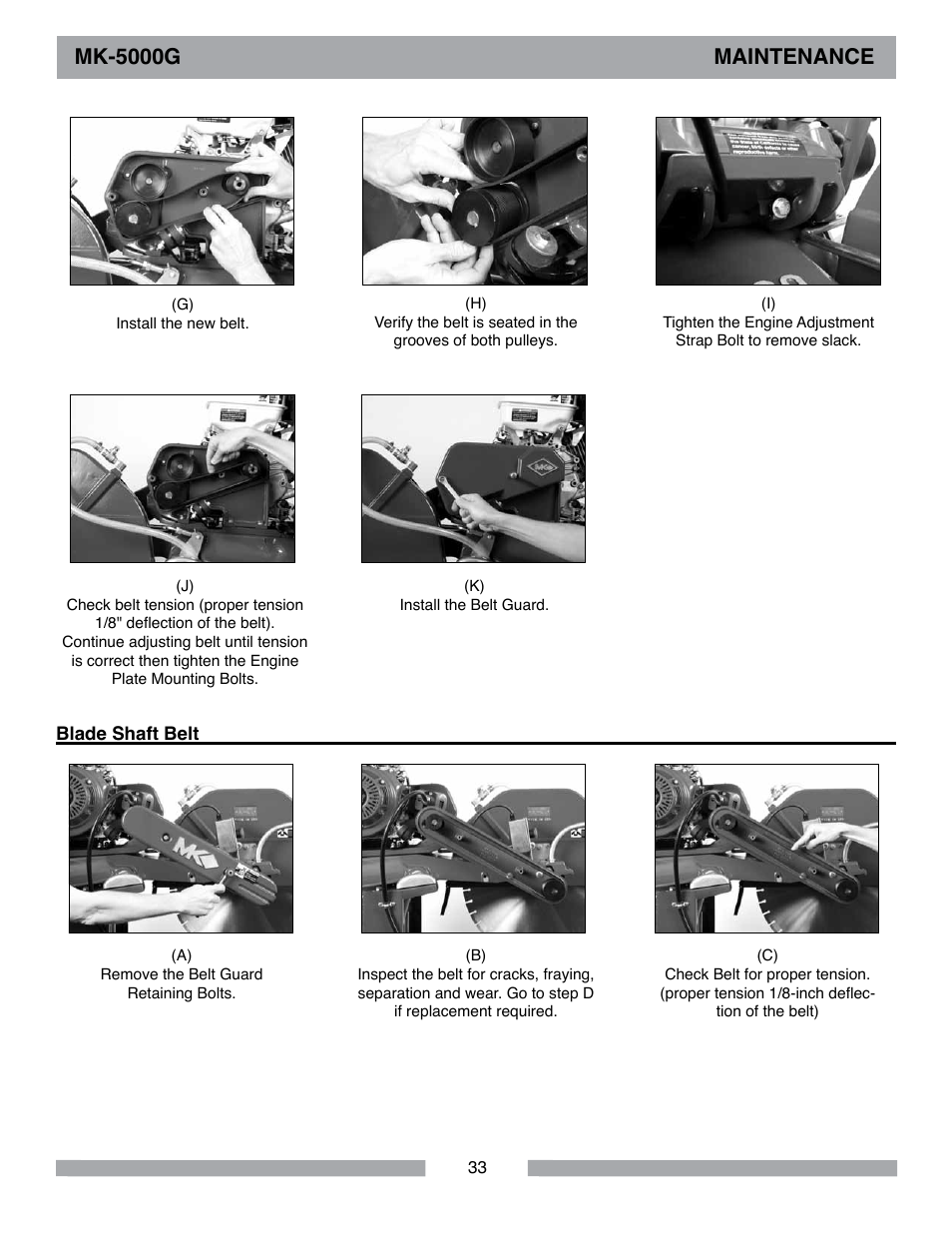 Mk-5000g maintenance | MK Diamond MK-5000 Gas User Manual | Page 33 / 56