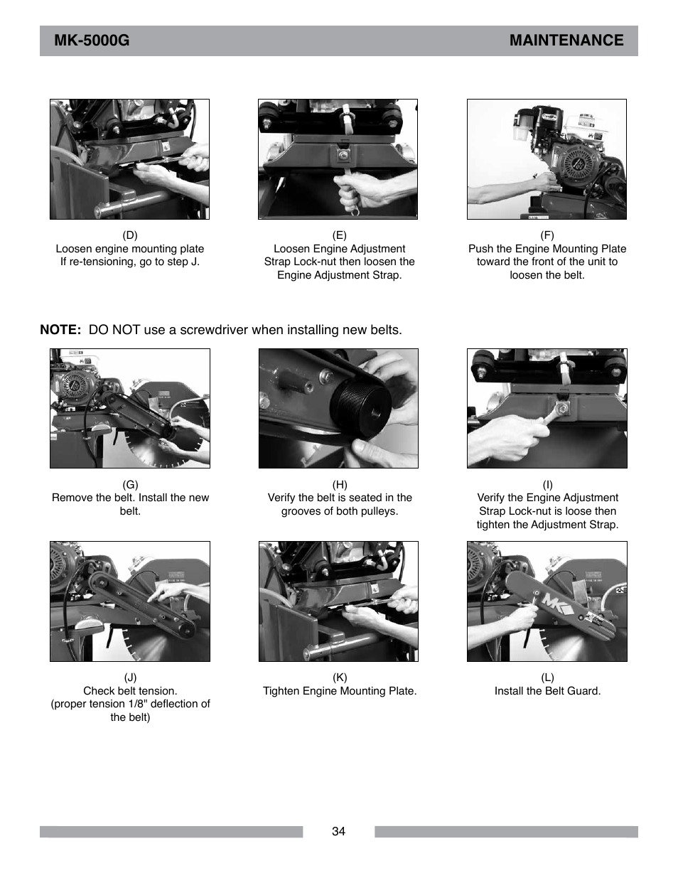 Mk-5000g maintenance | MK Diamond MK-5000 Gas User Manual | Page 34 / 56