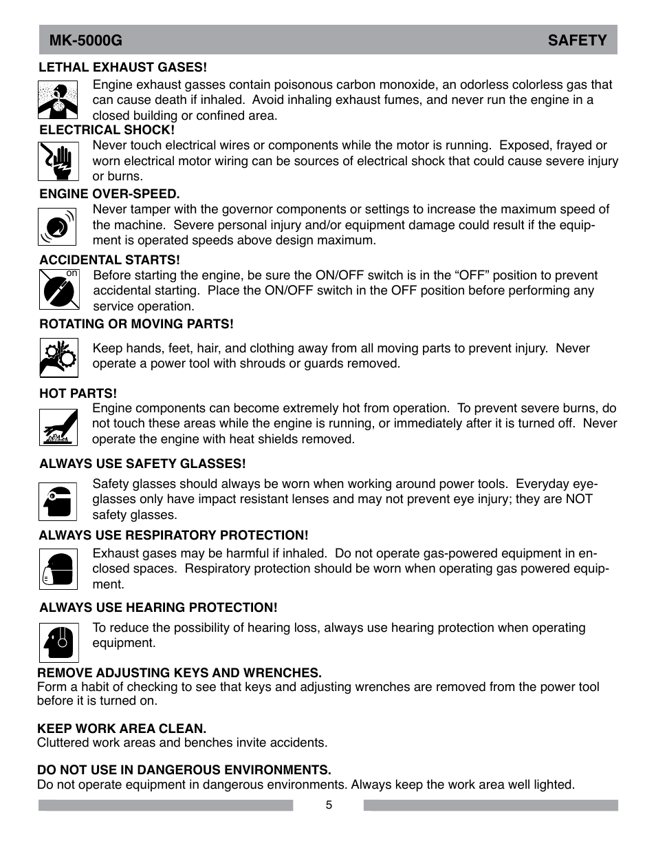 MK Diamond MK-5000 Gas User Manual | Page 5 / 56