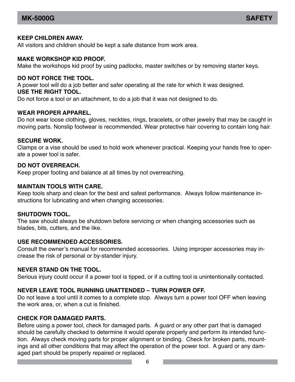 MK Diamond MK-5000 Gas User Manual | Page 6 / 56