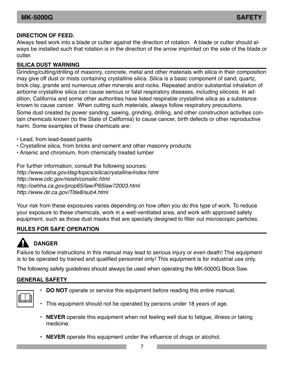 MK Diamond MK-5000 Gas User Manual | Page 7 / 56