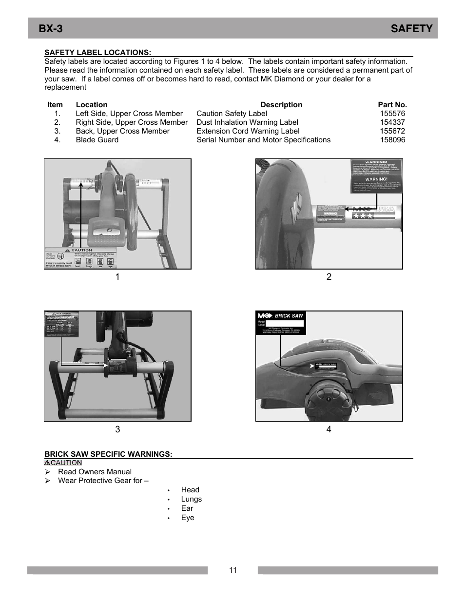 Bx-3 safety | MK Diamond BX-3 User Manual | Page 11 / 36