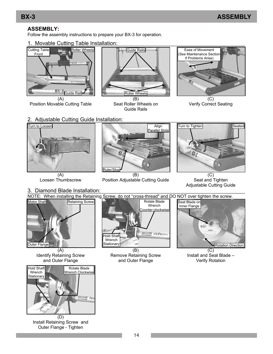 Bx-3 assembly, Assembly | MK Diamond BX-3 User Manual | Page 14 / 36