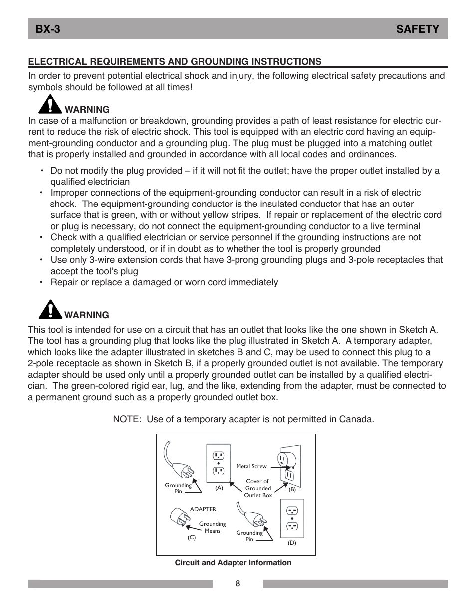 Bx-3 safety | MK Diamond BX-3 User Manual | Page 8 / 36