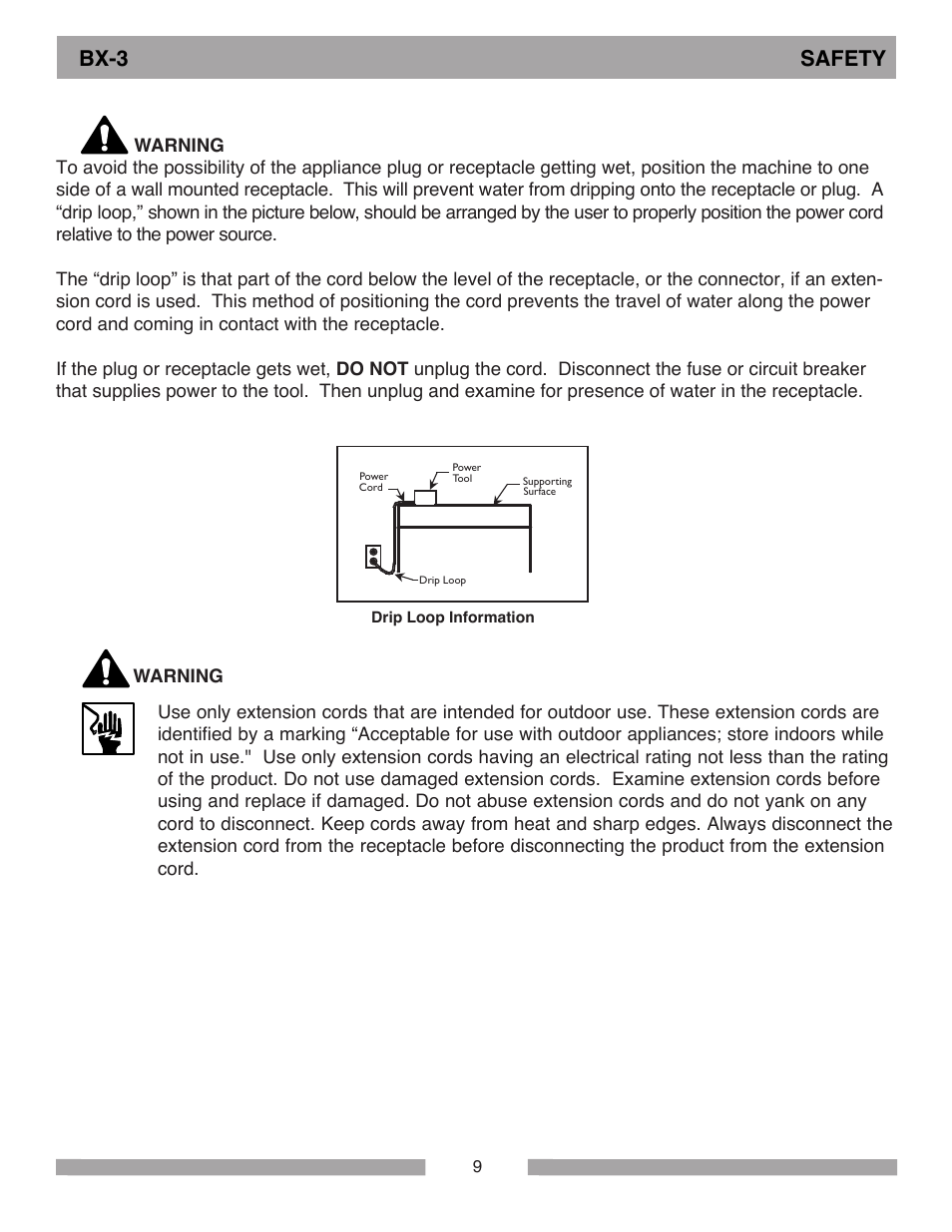 Bx-3 safety | MK Diamond BX-3 User Manual | Page 9 / 36