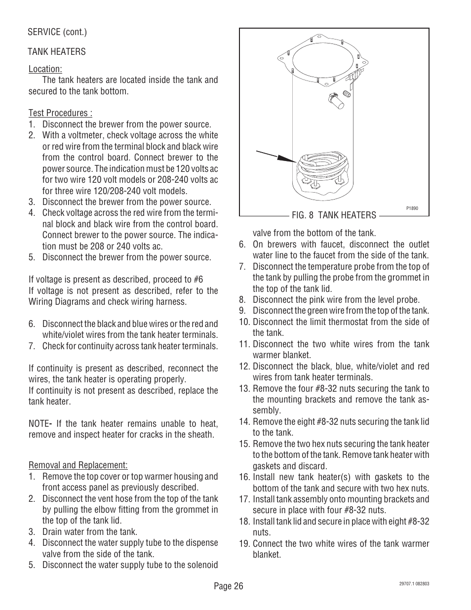 Bunn Dual Voltage Models Starting at Serial #024477 CDBC User Manual | Page 26 / 32