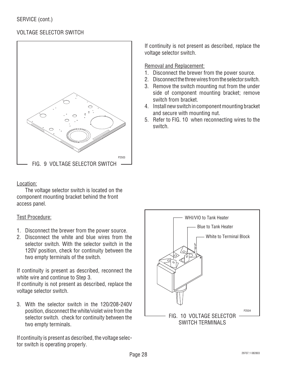 Bunn Dual Voltage Models Starting at Serial #024477 CDBC User Manual | Page 28 / 32