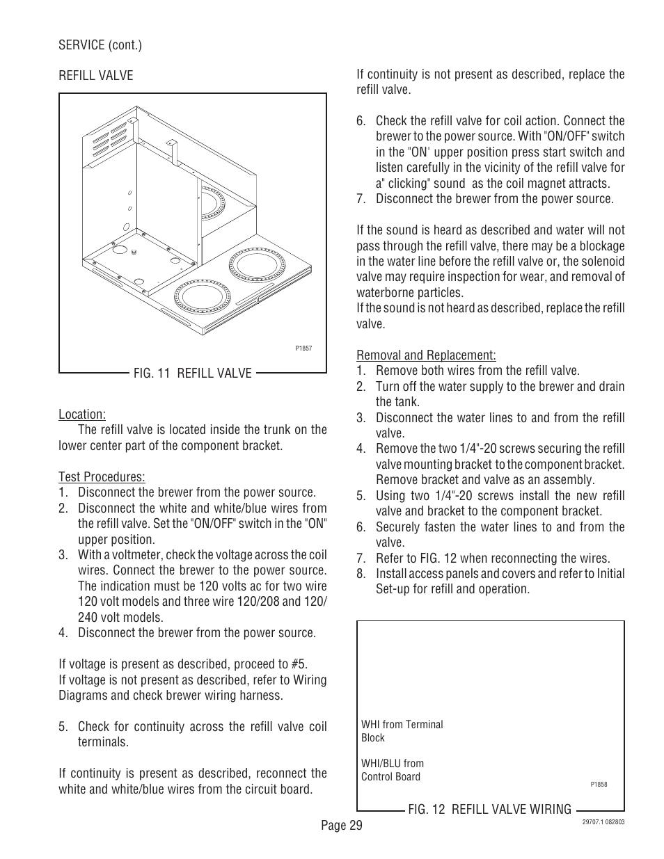 Bunn Dual Voltage Models Starting at Serial #024477 CDBC User Manual | Page 29 / 32