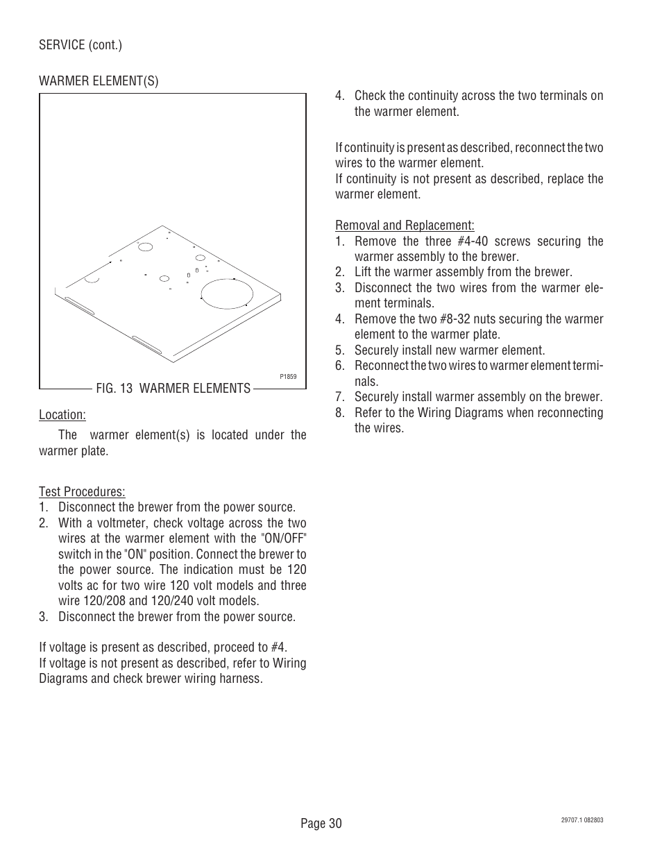 Bunn Dual Voltage Models Starting at Serial #024477 CDBC User Manual | Page 30 / 32
