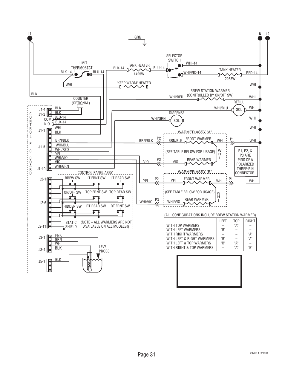 Schematic wiring diagram cdbc dv, Page 31 | Bunn Dual Voltage Models Starting at Serial #024477 CDBC User Manual | Page 31 / 32