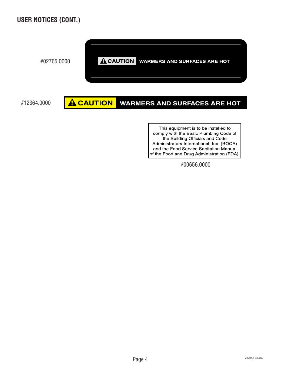 User notices (cont.) | Bunn Dual Voltage Models Starting at Serial #024477 CDBC User Manual | Page 4 / 32