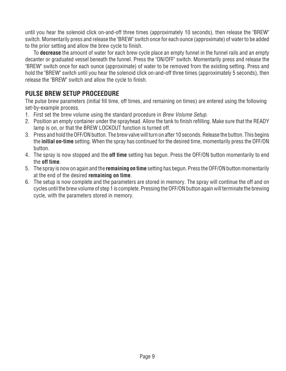 Bunn Dual Voltage Models Starting at Serial #024477 CDBC User Manual | Page 9 / 32