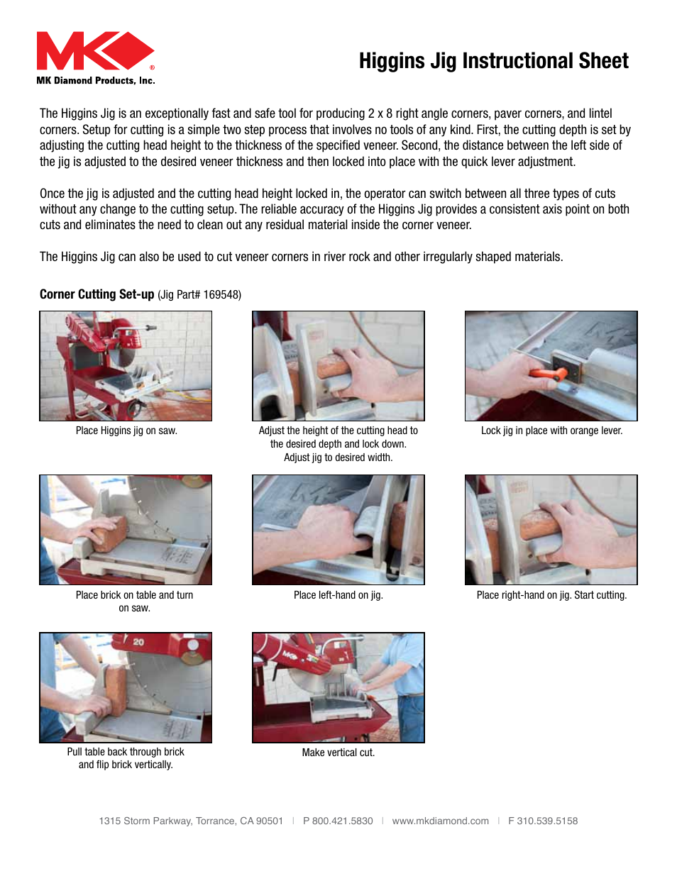 MK Diamond Higgins Jig User Manual | 2 pages