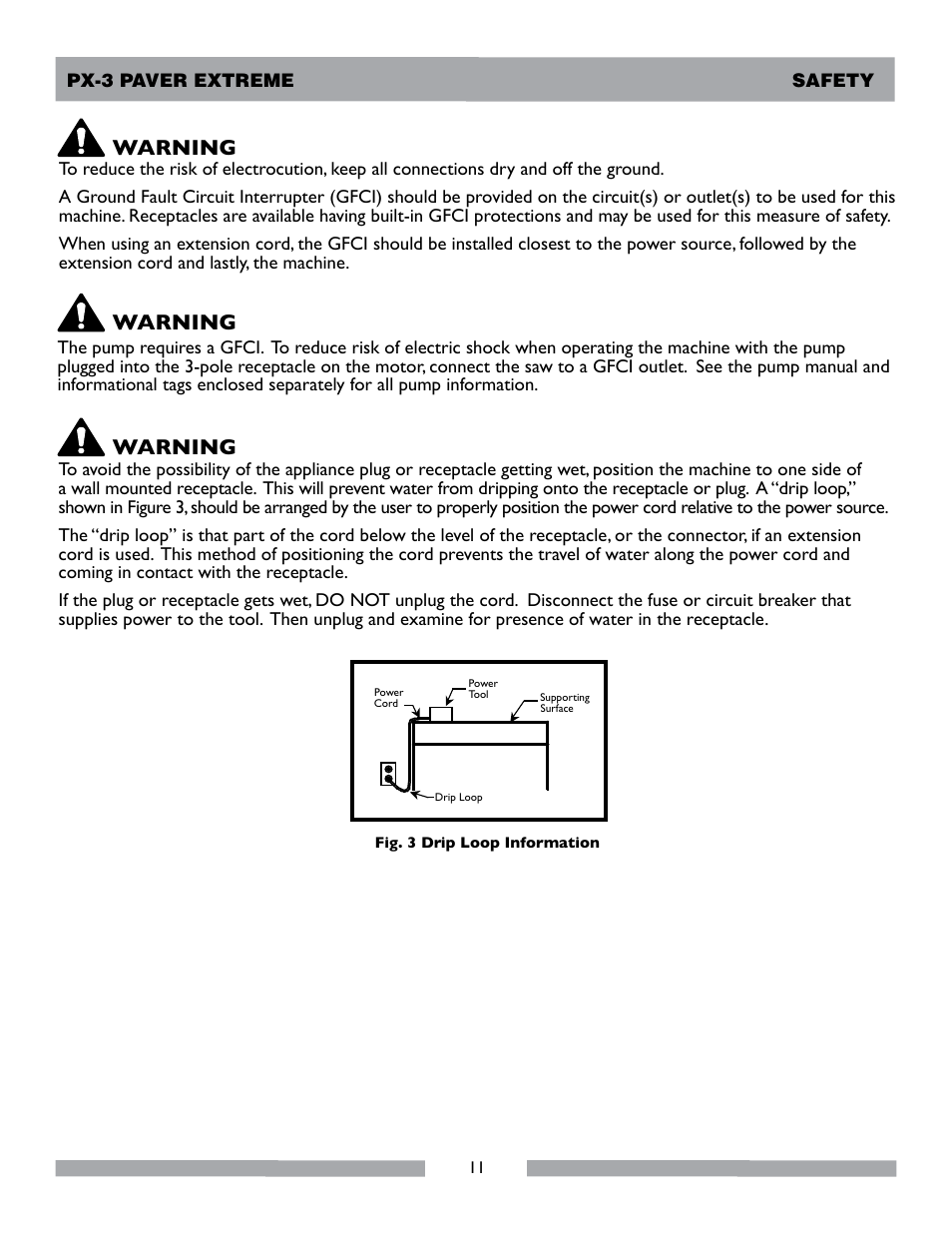 Warning | MK Diamond PX-3 User Manual | Page 11 / 34