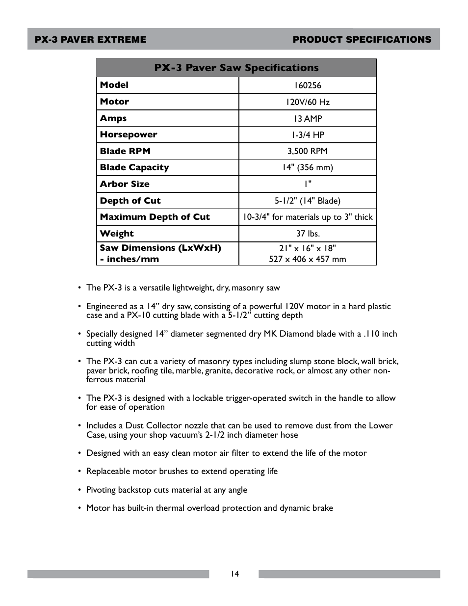 MK Diamond PX-3 User Manual | Page 14 / 34