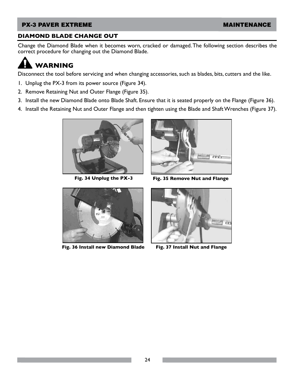 Warning | MK Diamond PX-3 User Manual | Page 24 / 34