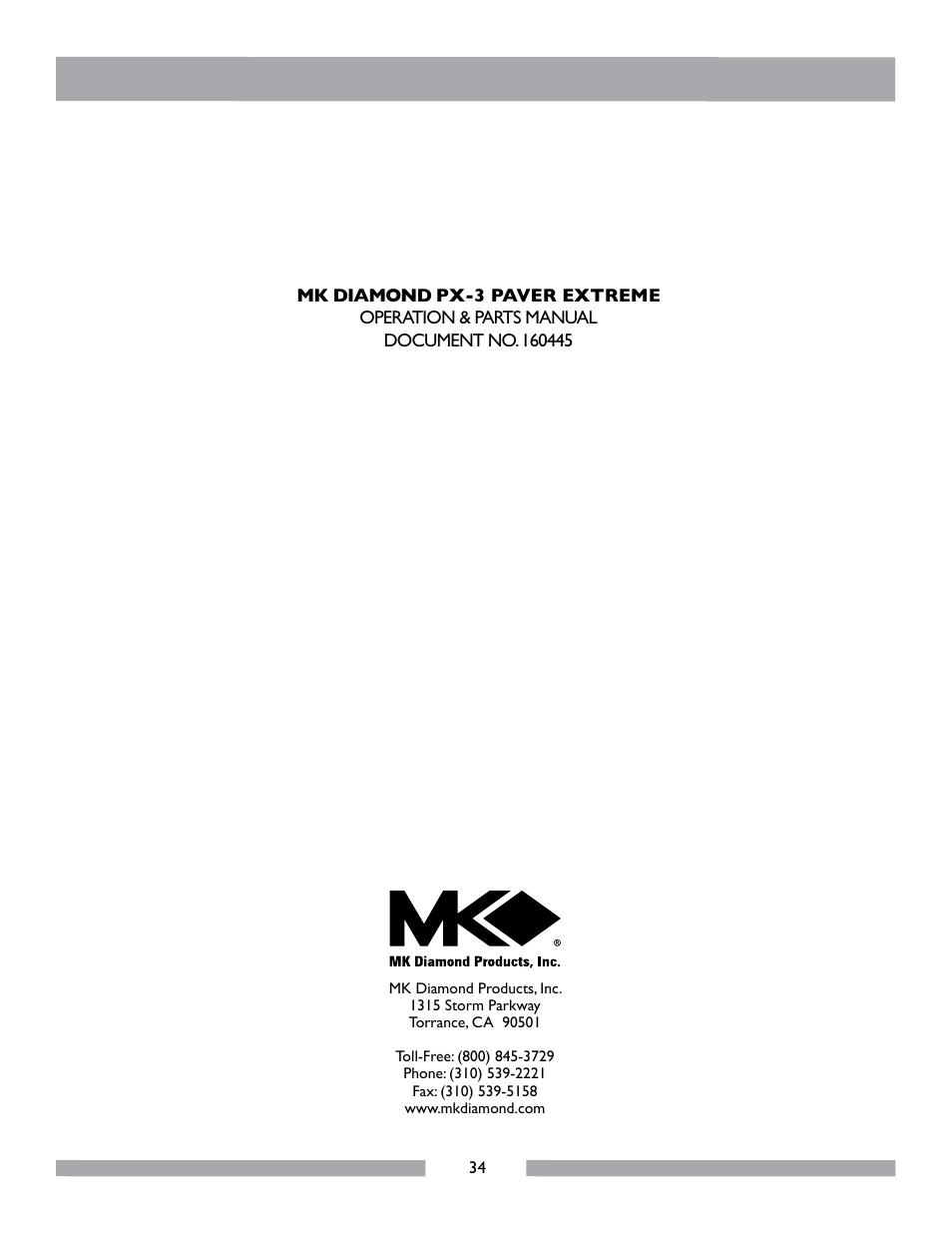 MK Diamond PX-3 User Manual | Page 34 / 34