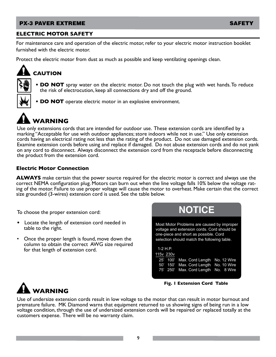 Notice, Warning | MK Diamond PX-3 User Manual | Page 9 / 34