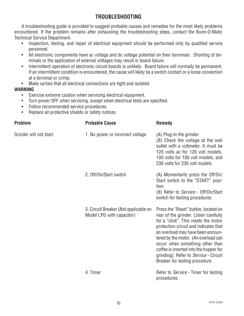 Bunn G9-2T DBC User Manual | Page 10 / 79