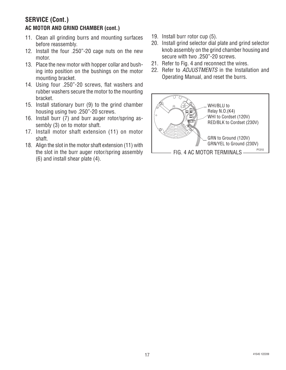 Service (cont.) | Bunn G9-2T DBC User Manual | Page 17 / 79