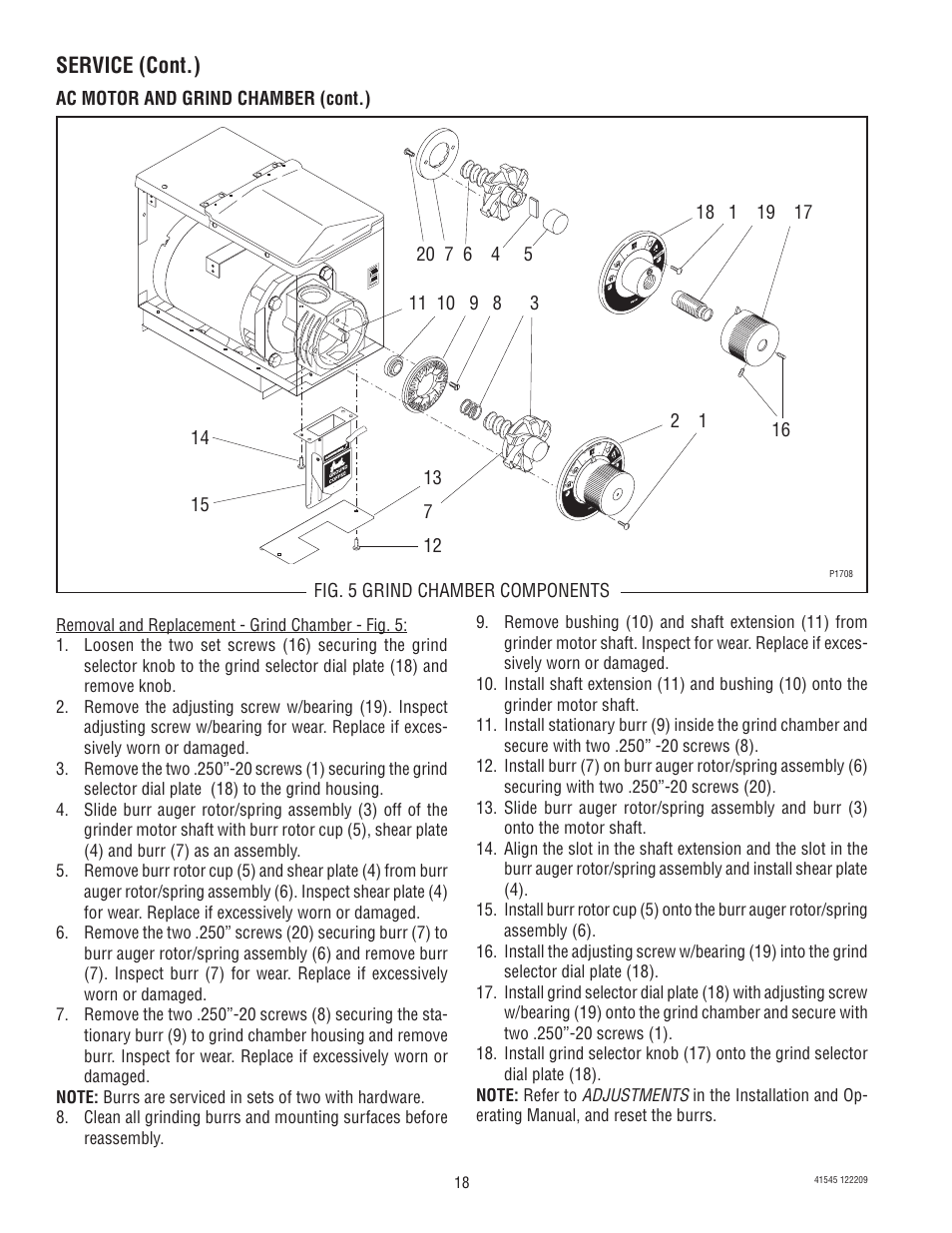 Service (cont.) | Bunn G9-2T DBC User Manual | Page 18 / 79