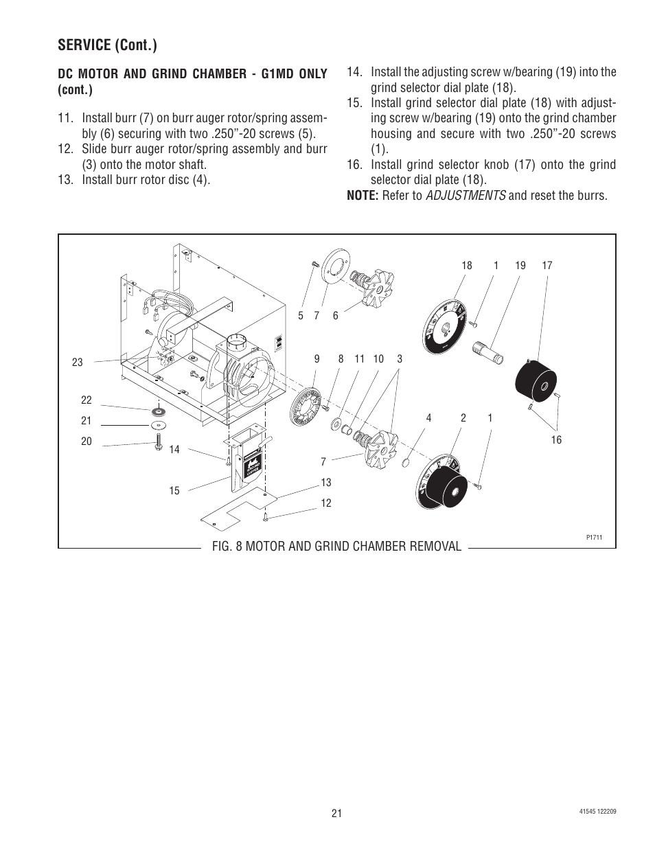 Service (cont.) | Bunn G9-2T DBC User Manual | Page 21 / 79