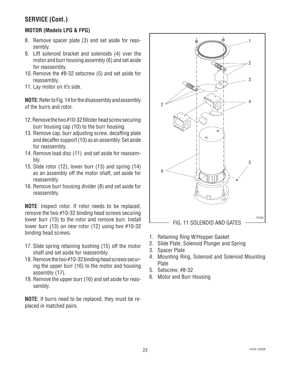 Service (cont.) | Bunn G9-2T DBC User Manual | Page 23 / 79