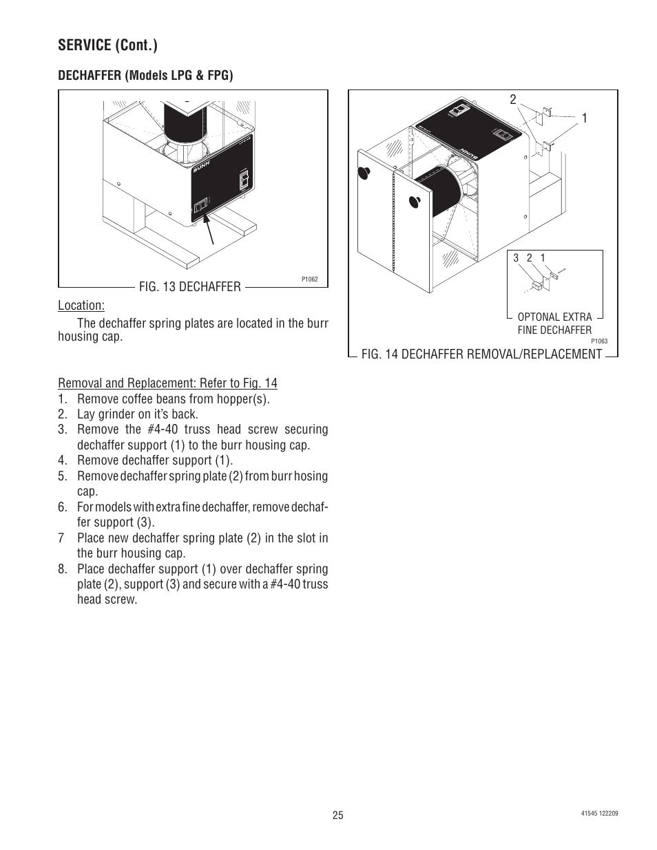 Service (cont.) | Bunn G9-2T DBC User Manual | Page 25 / 79