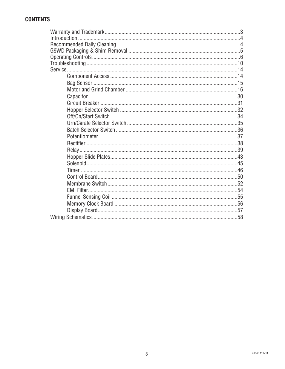 Bunn G9-2T DBC User Manual | Page 3 / 79
