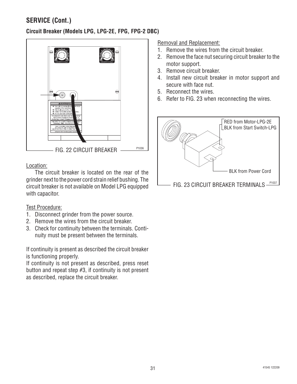 Service (cont.) | Bunn G9-2T DBC User Manual | Page 31 / 79