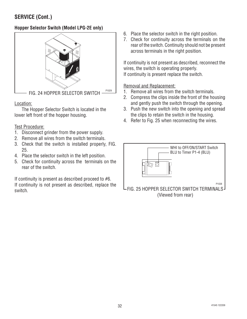 Service (cont.) | Bunn G9-2T DBC User Manual | Page 32 / 79