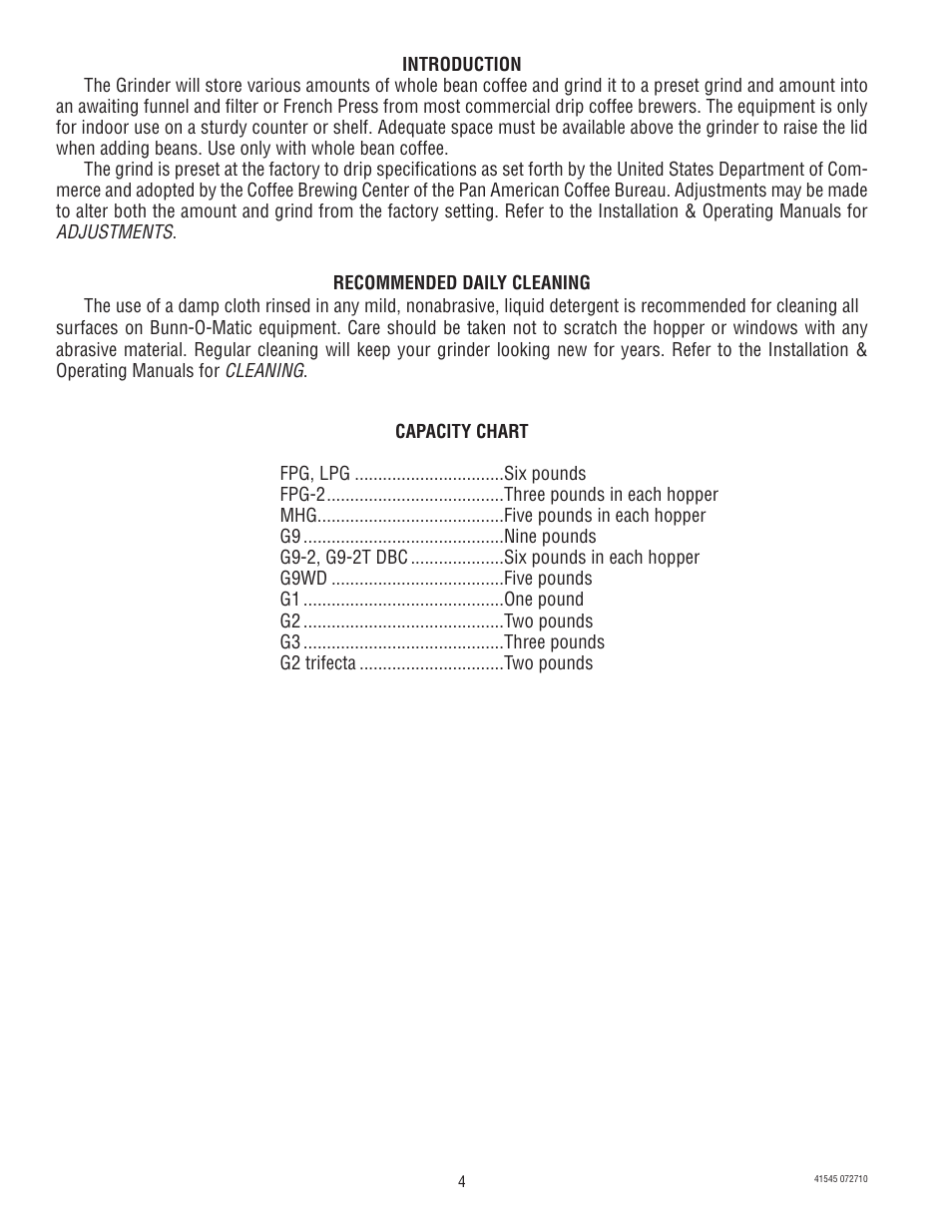 Bunn G9-2T DBC User Manual | Page 4 / 79