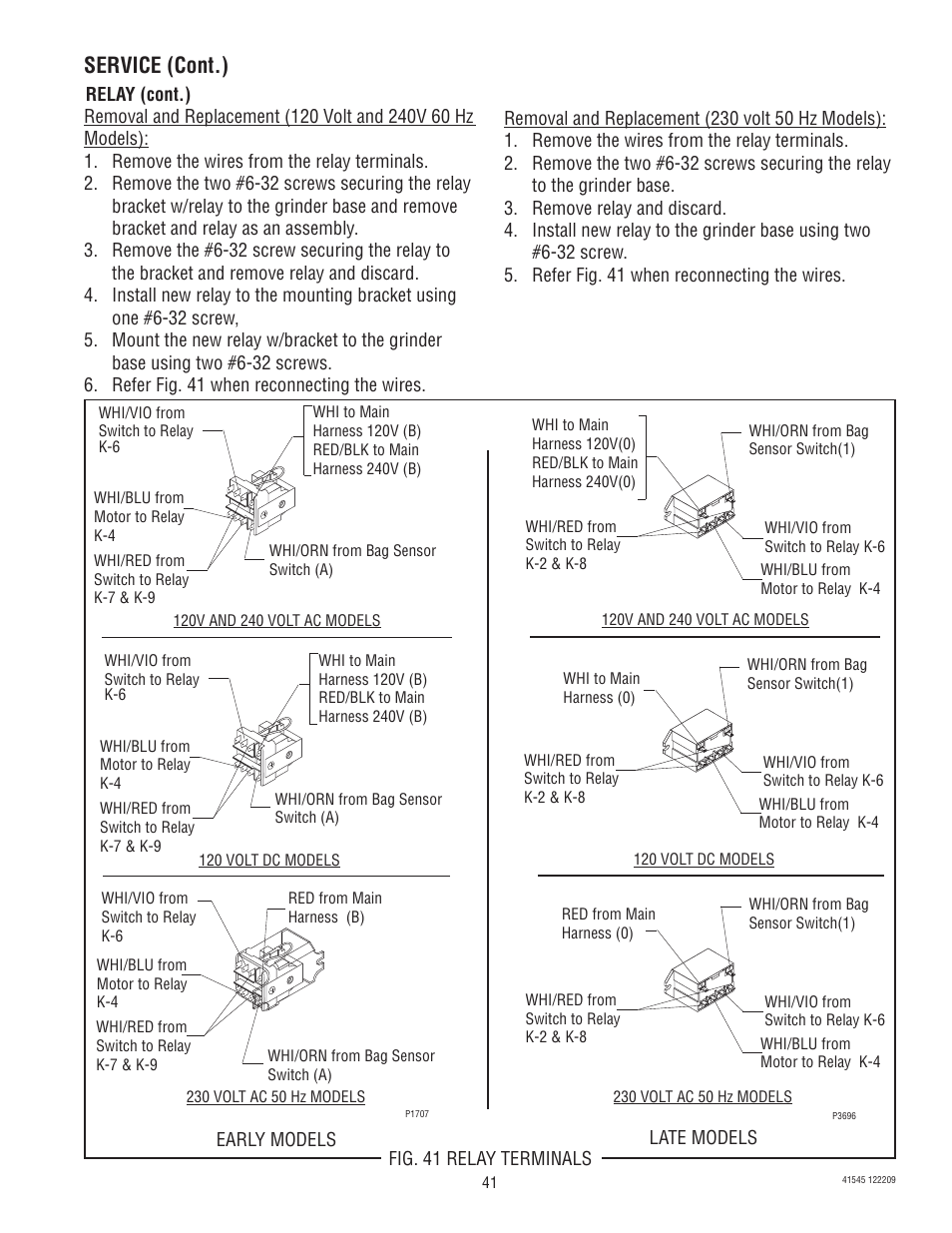 Service (cont.) | Bunn G9-2T DBC User Manual | Page 41 / 79