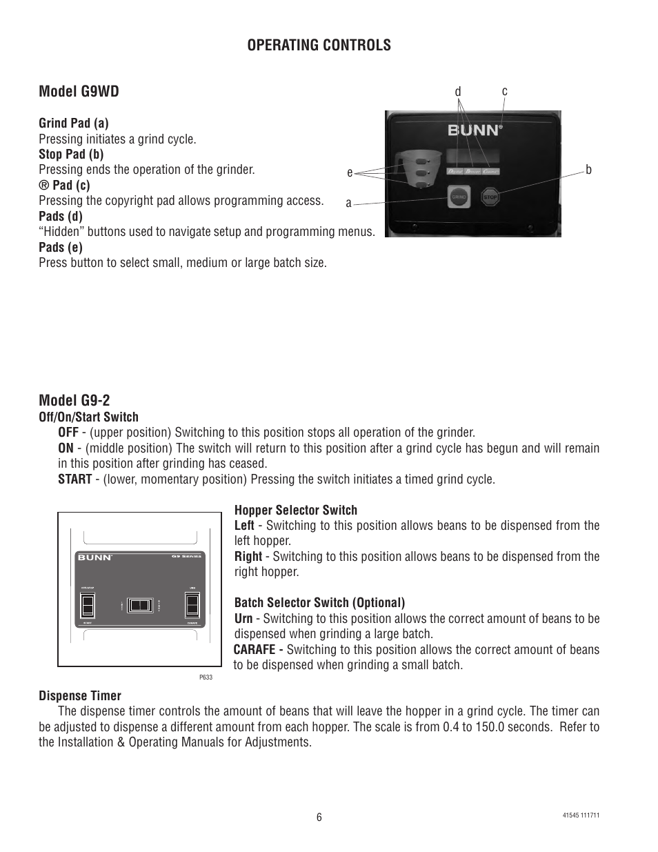 Bunn G9-2T DBC User Manual | Page 6 / 79