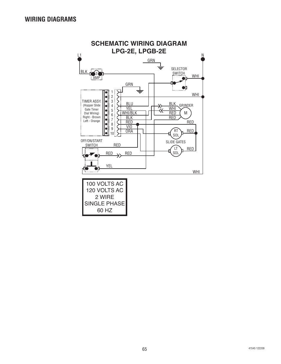 Schematic wiring diagram lpg-2e, lpgb-2e, Wiring diagrams | Bunn G9-2T DBC User Manual | Page 65 / 79