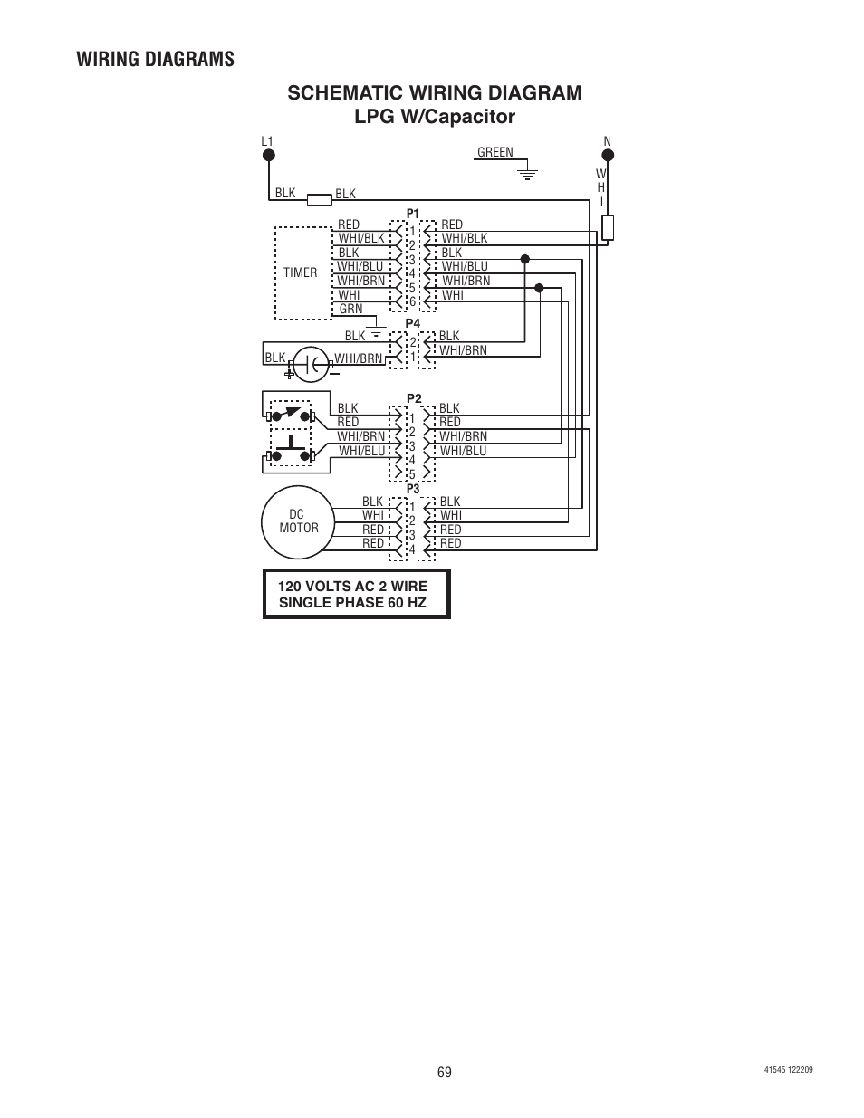 Schematic wiring diagram lpg w/capacitor, Wiring diagrams | Bunn G9-2T DBC User Manual | Page 69 / 79