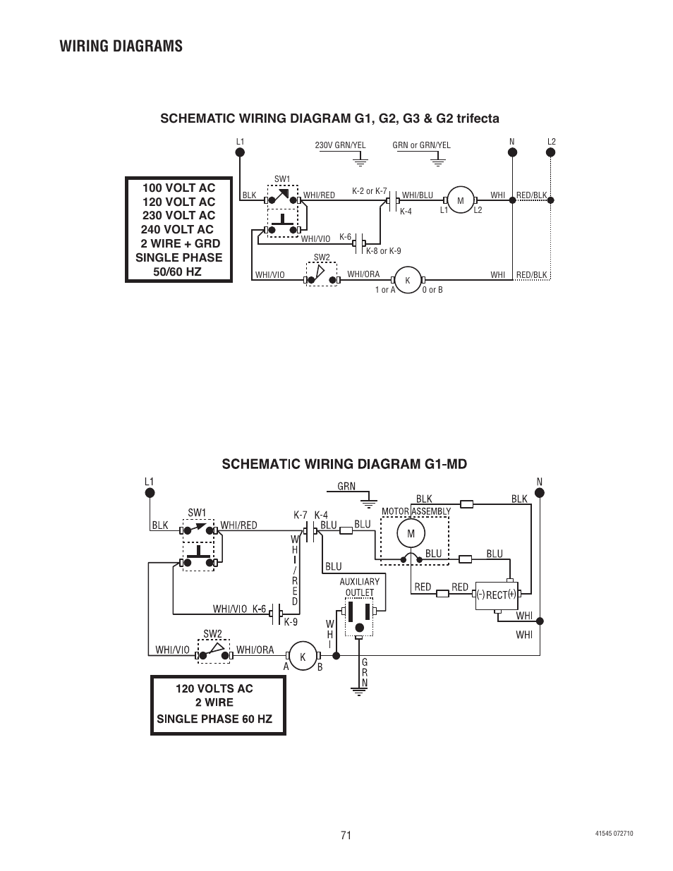 Wiring diagrams | Bunn G9-2T DBC User Manual | Page 71 / 79