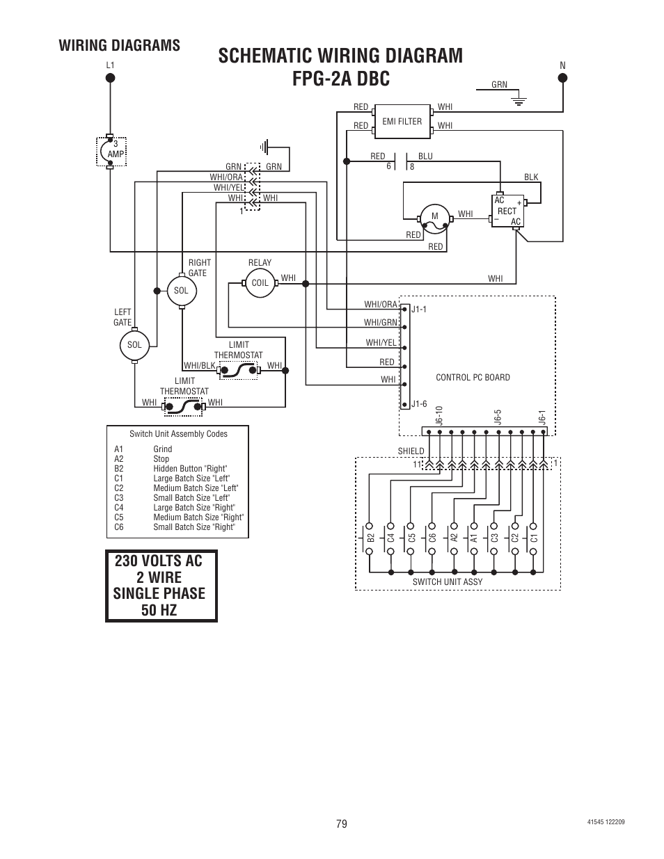 Schematic wiring diagram fpg-2a dbc, Wiring diagrams | Bunn G9-2T DBC User Manual | Page 79 / 79