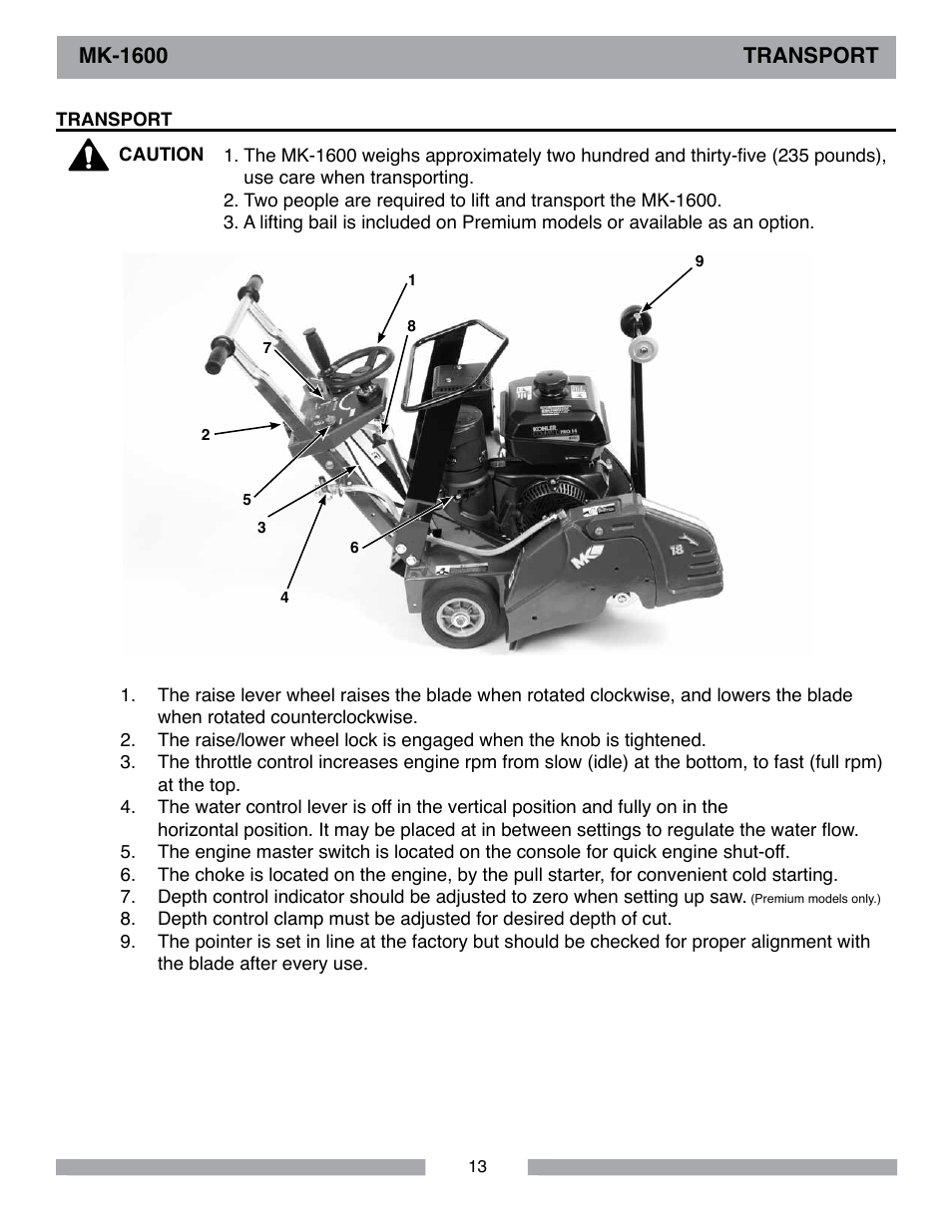 Mk-1600 transport | MK Diamond MK-1600 Series User Manual | Page 13 / 44