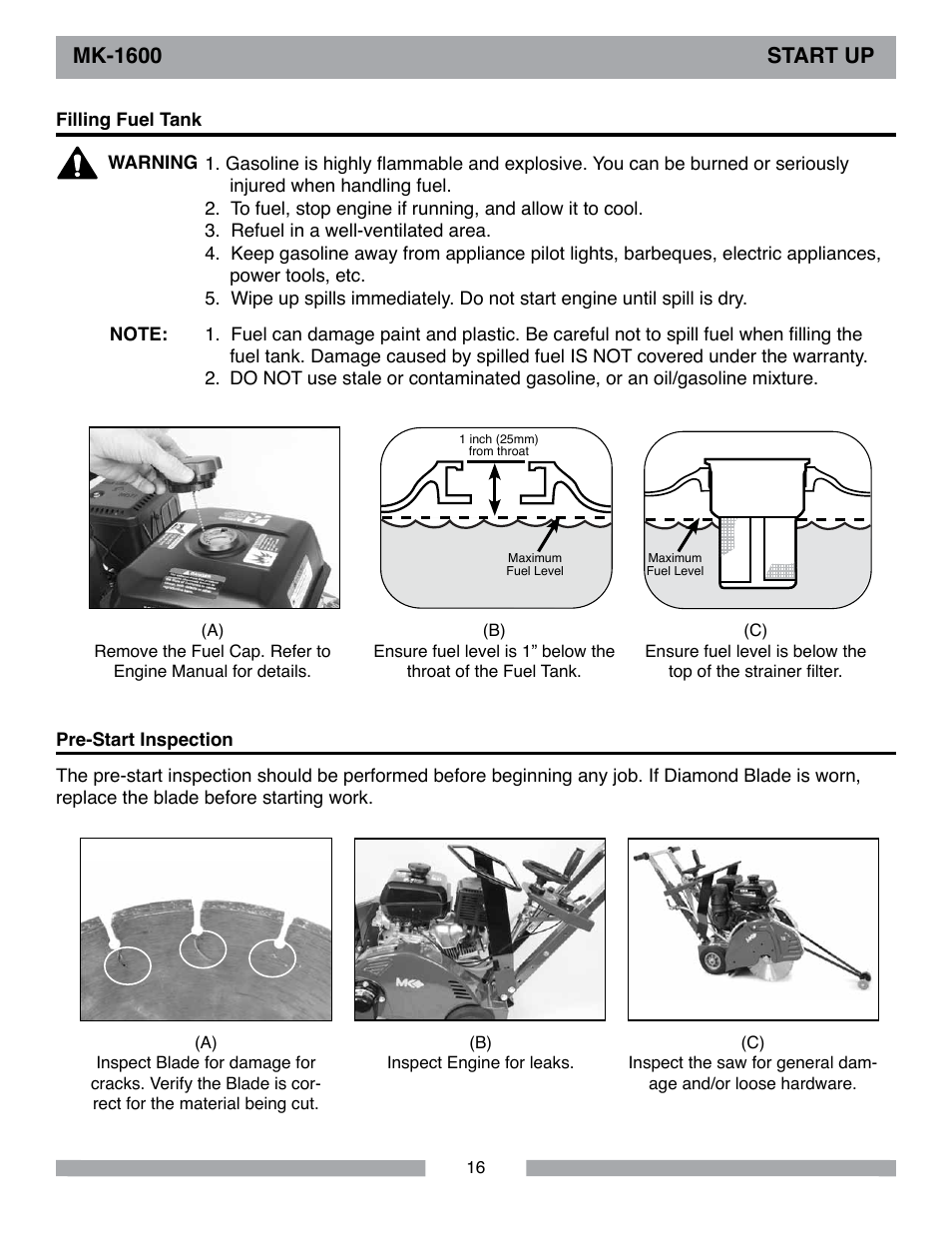 Mk-1600 start up | MK Diamond MK-1600 Series User Manual | Page 16 / 44