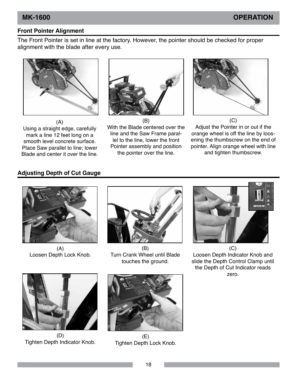Mk-1600 operation | MK Diamond MK-1600 Series User Manual | Page 18 / 44