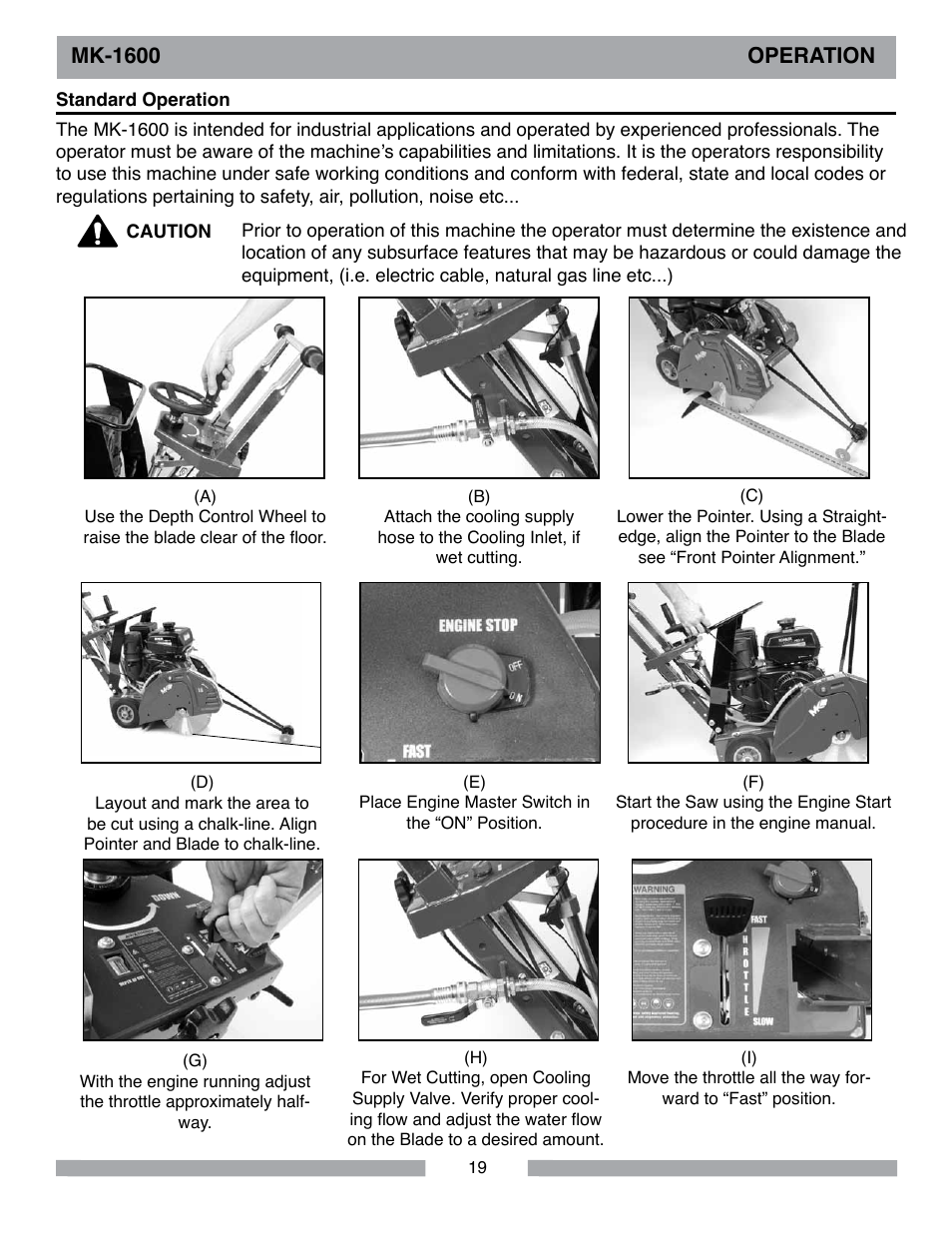 Mk-1600 operation | MK Diamond MK-1600 Series User Manual | Page 19 / 44