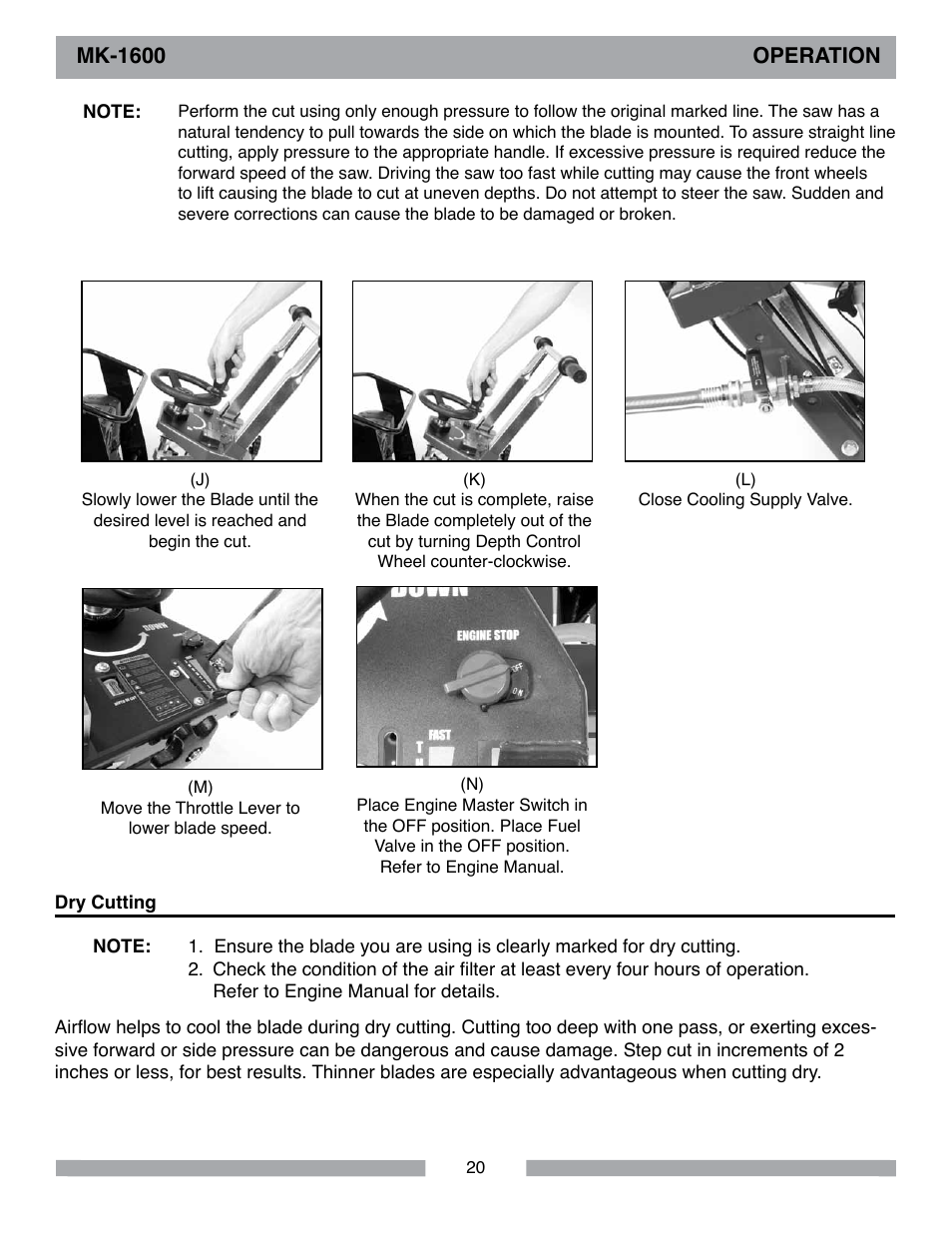 Mk-1600, Operation | MK Diamond MK-1600 Series User Manual | Page 20 / 44