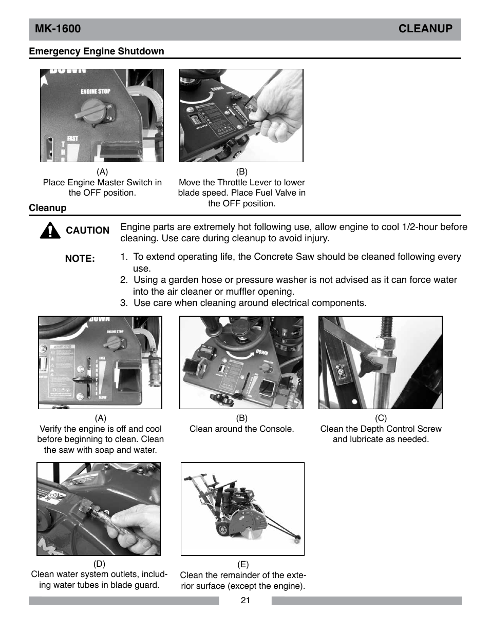 Mk-1600 cleanup | MK Diamond MK-1600 Series User Manual | Page 21 / 44